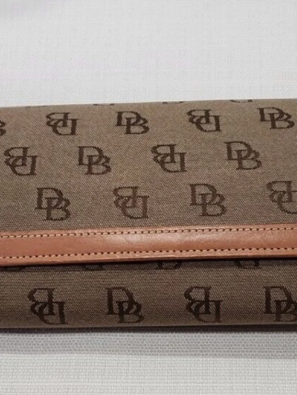 Dooney & Bourke Brown Canvas Wallet with Tan Leather Trim